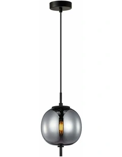 Pino Interior Opal Matte / Smokey Black Mirror Finish Glass Round Pendant Lights