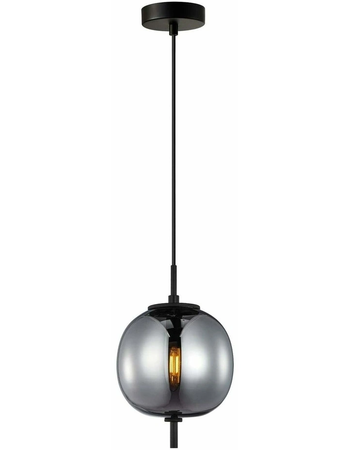 Pino Interior Opal Matte / Smokey Black Mirror Finish Glass Round Pendant Lights image 1