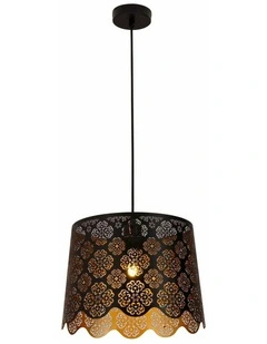 Penshade Interior Slanted with Flower Pattern Laser Cut Pendant Lights