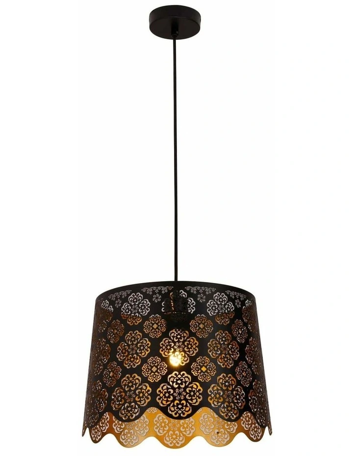 Penshade Interior Slanted with Flower Pattern Laser Cut Pendant Lights image 1