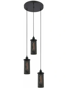 Veneto Industrial Aged Decorative Multiple Black Mesh Pendant Light