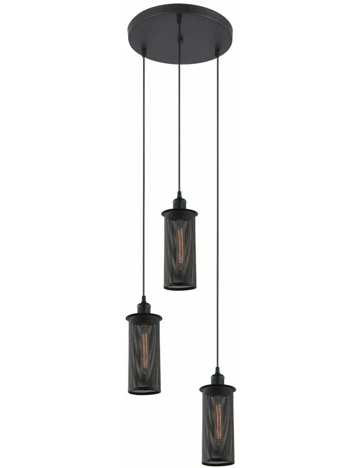 Veneto Industrial Aged Decorative Multiple Black Mesh Pendant Light image 1