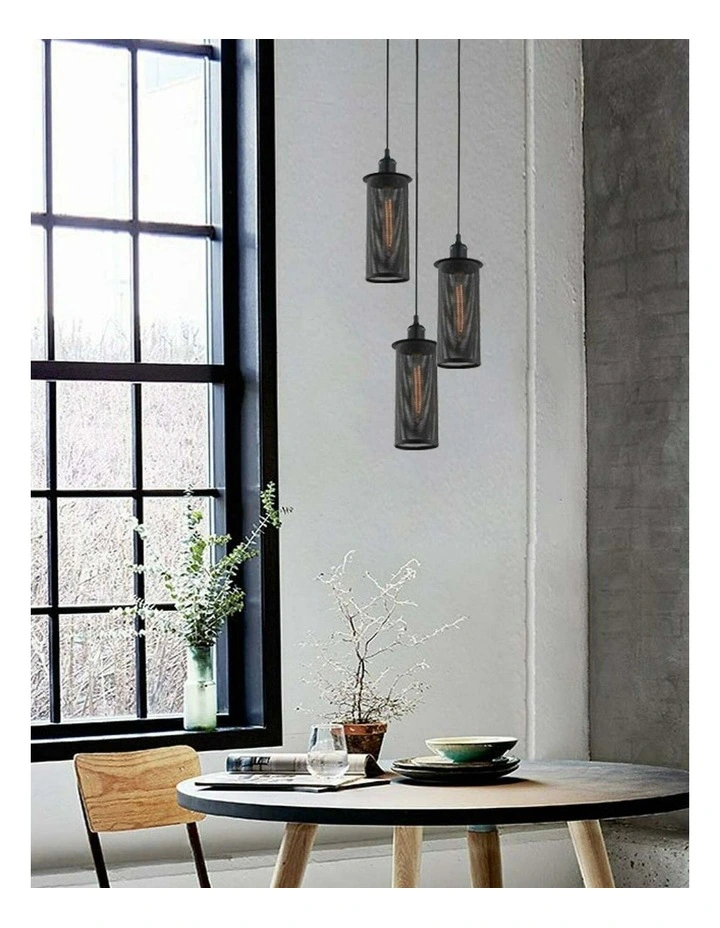 Veneto Industrial Aged Decorative Multiple Black Mesh Pendant Light image 2