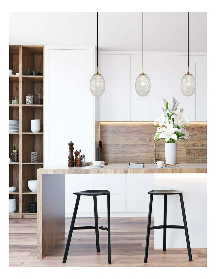 Kathal Interior Ellipse Glass Segmented with Brass Highlight Enclosed Pendant Lights image 2
