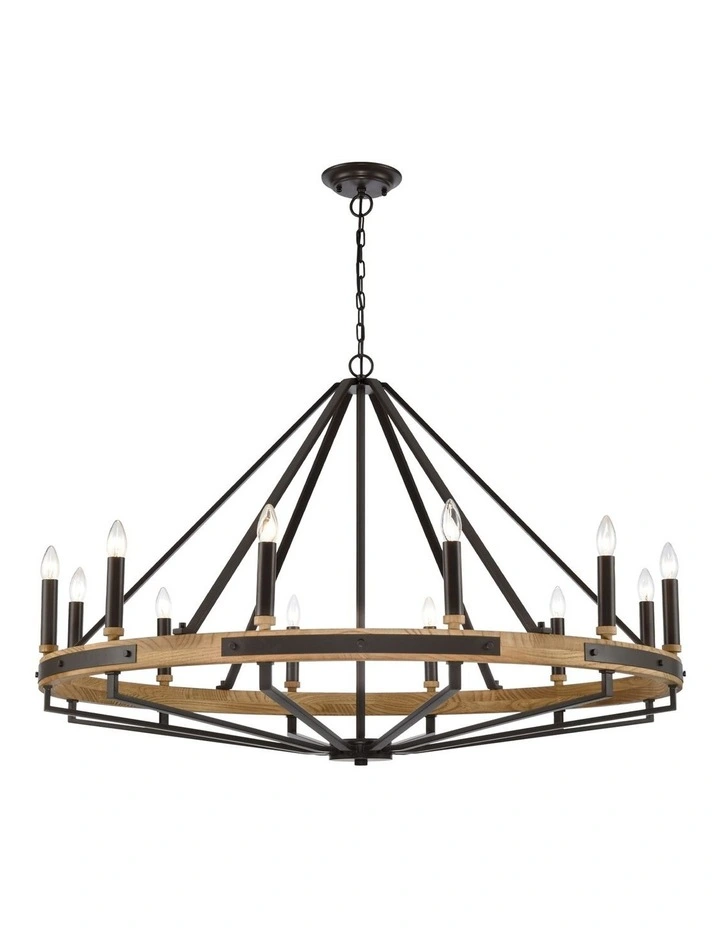 Funale Interior Candelabra Natural Wood / Oak Wood 12-Light Pendant Lights image 1