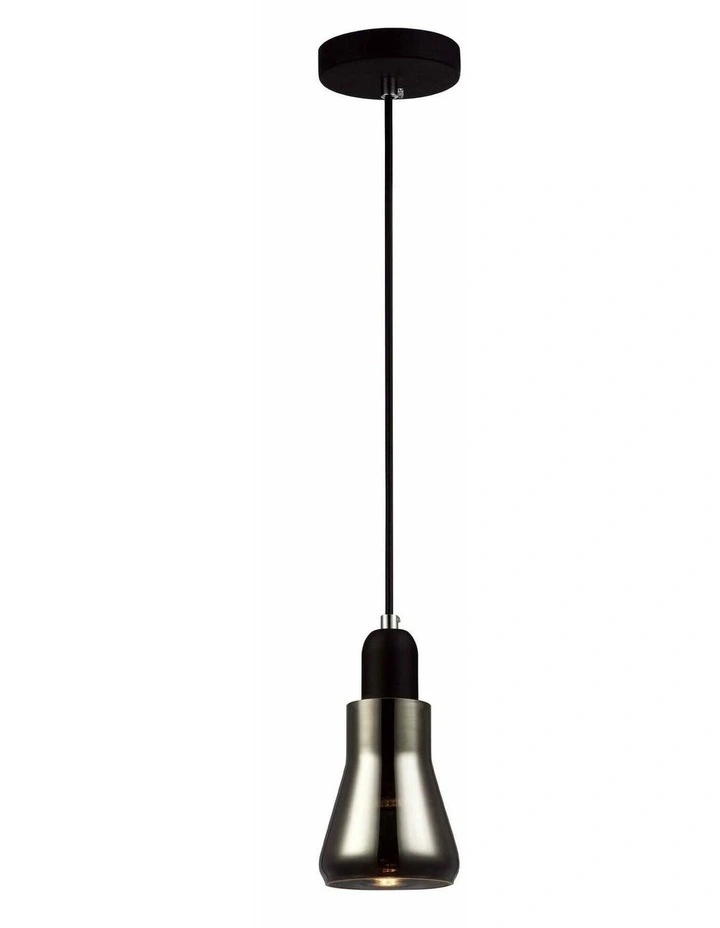 Yarra GU10 Smokey Black Glass Flute Pendant Light image 1