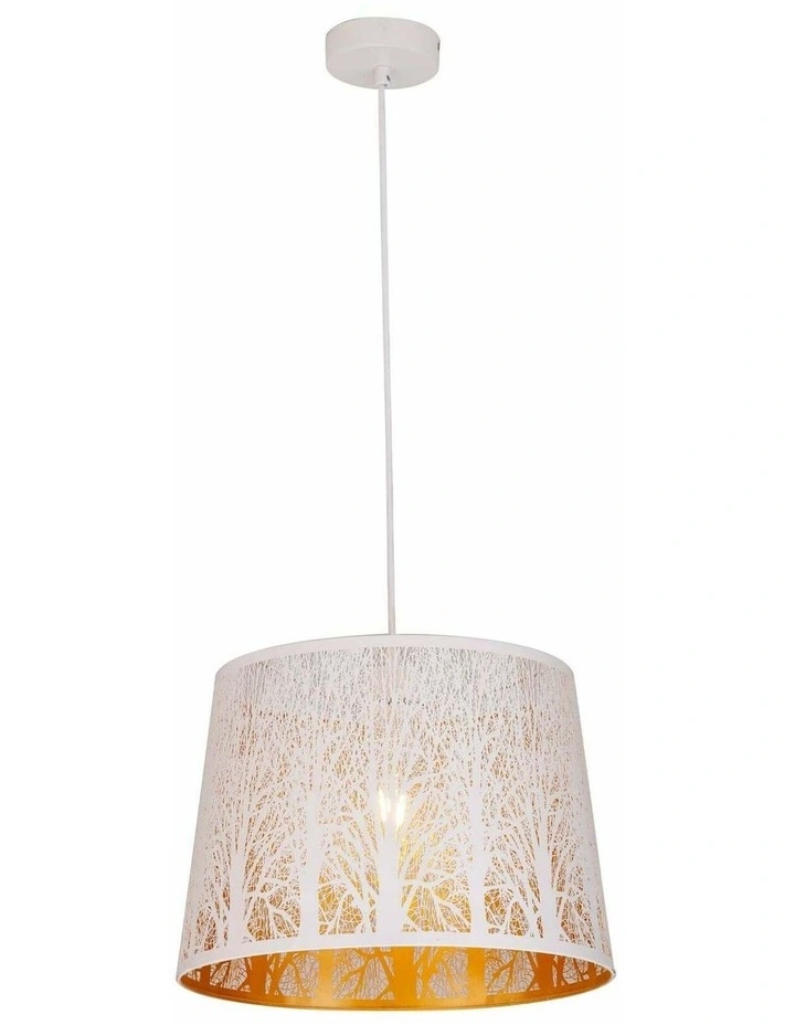 Penshade Interior Slanted with Tree Pattern Laser Cut Pendant Lights image 1