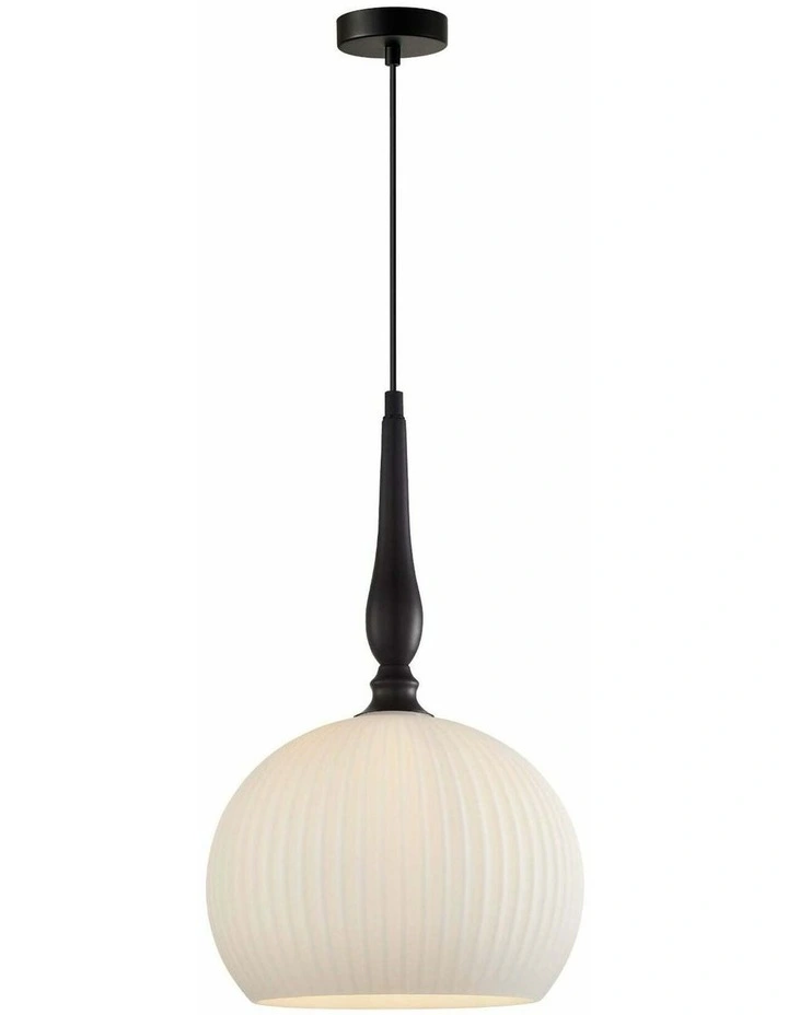 Caliz Interior Frosted Wine Glass Ribbed with Brass / Black Pendant Lights image 1