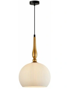 Caliz Interior Frosted Wine Glass Ribbed with Brass / Black Pendant Lights