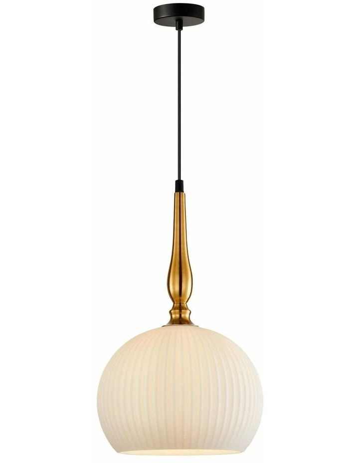 Caliz Interior Frosted Wine Glass Ribbed with Brass / Black Pendant Lights image 1