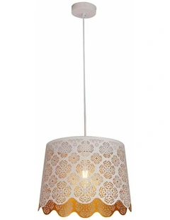 Penshade Interior Slanted with Flower Pattern Laser Cut Pendant Lights