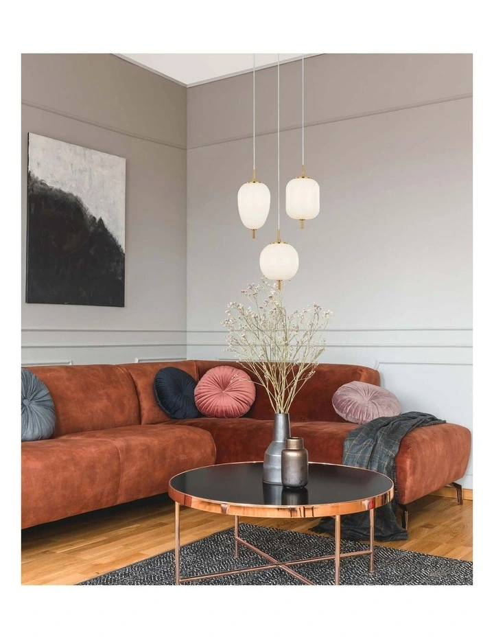 Pino Interior Opal Matte / Smokey Black Mirror Finish Glass Round Pendant Lights image 2
