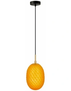 Kathal Interior Ellipse Glass Segmented with Brass Highlight Enclosed Pendant Lights