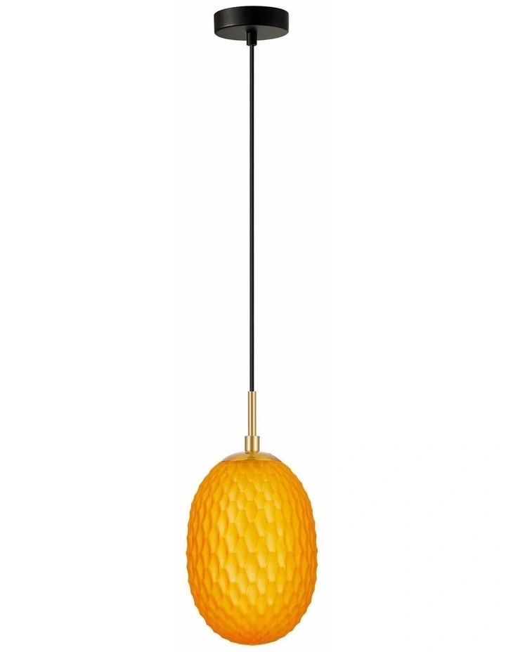 Kathal Interior Ellipse Glass Segmented with Brass Highlight Enclosed Pendant Lights image 1