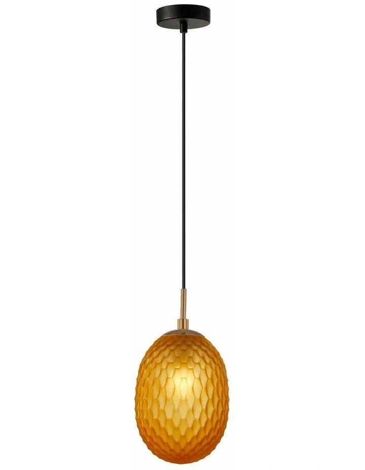 Kathal Interior Ellipse Glass Segmented with Brass Highlight Enclosed Pendant Lights image 2