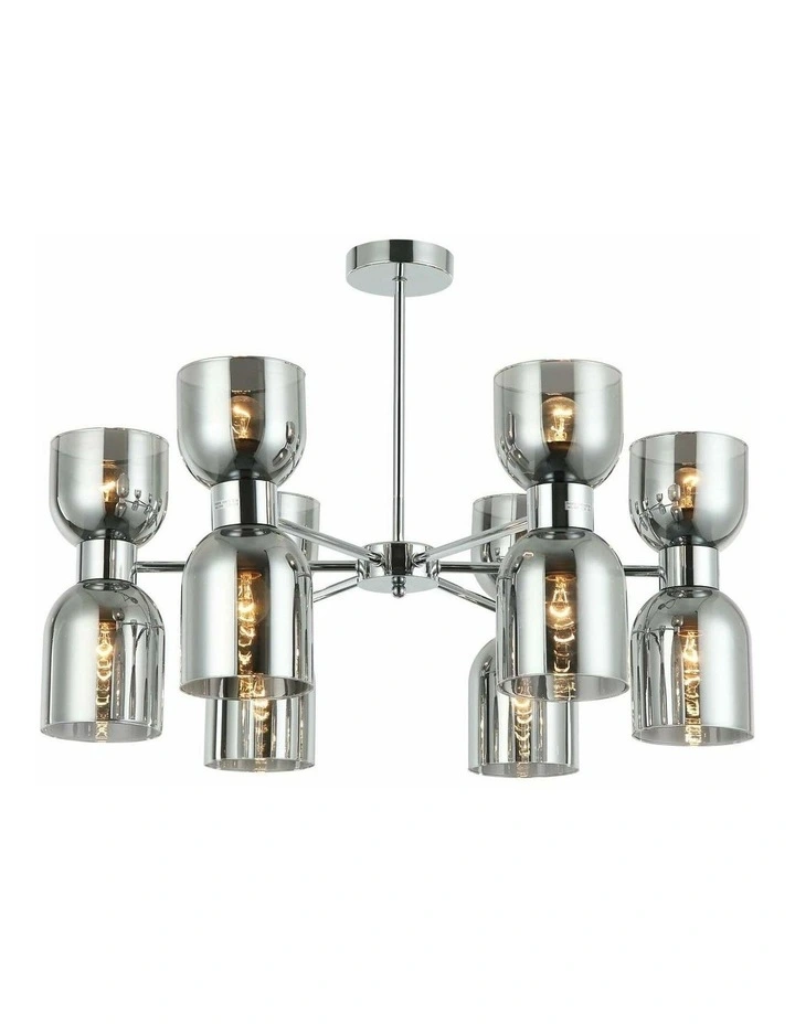 Clessidra Interior Mirror Finish Smokey Black / Opal Glass Ellipse x12 Round Base Pendant Lights image 1