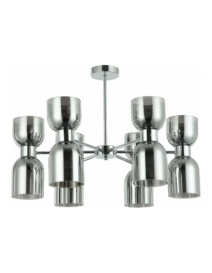 Clessidra Interior Mirror Finish Smokey Black / Opal Glass Ellipse x12 Round Base Pendant Lights image 2