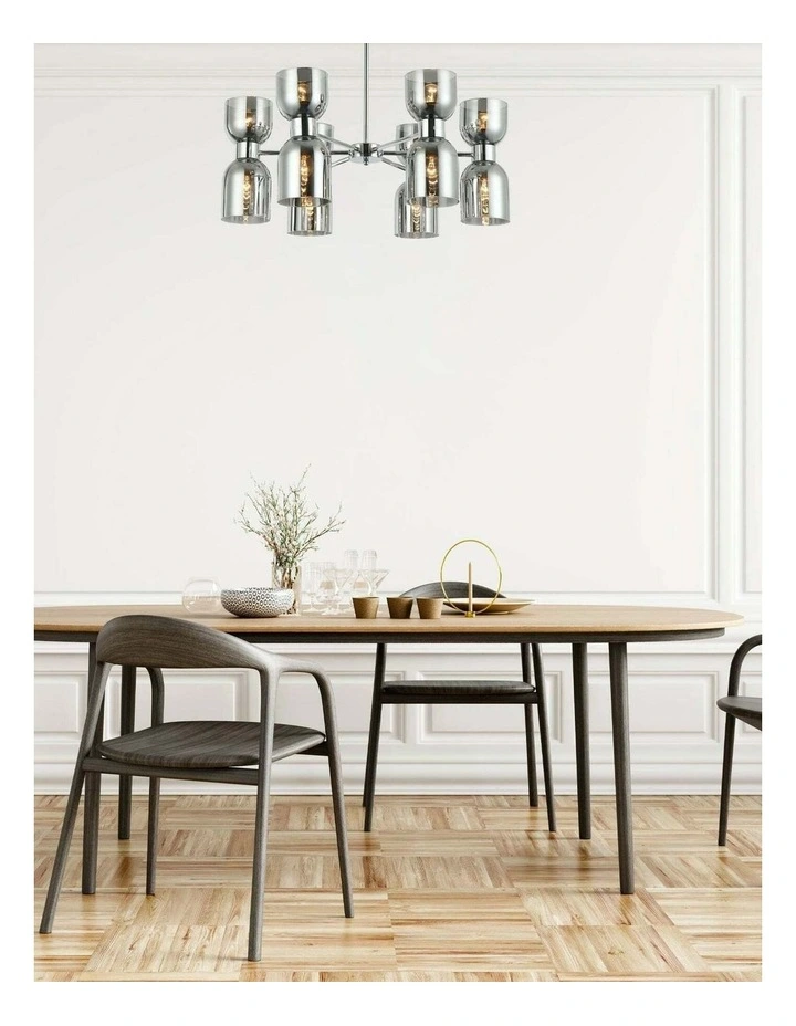 Clessidra Interior Mirror Finish Smokey Black / Opal Glass Ellipse x12 Round Base Pendant Lights image 4