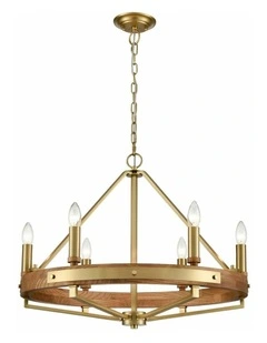 Funale Interior Candelabra Natural Wood / Oak Wood 6-Light Pendant Lights