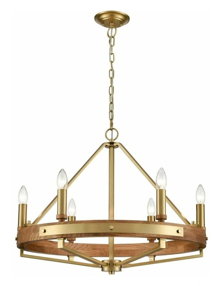 Funale Interior Candelabra Natural Wood / Oak Wood 6-Light Pendant Lights image 1