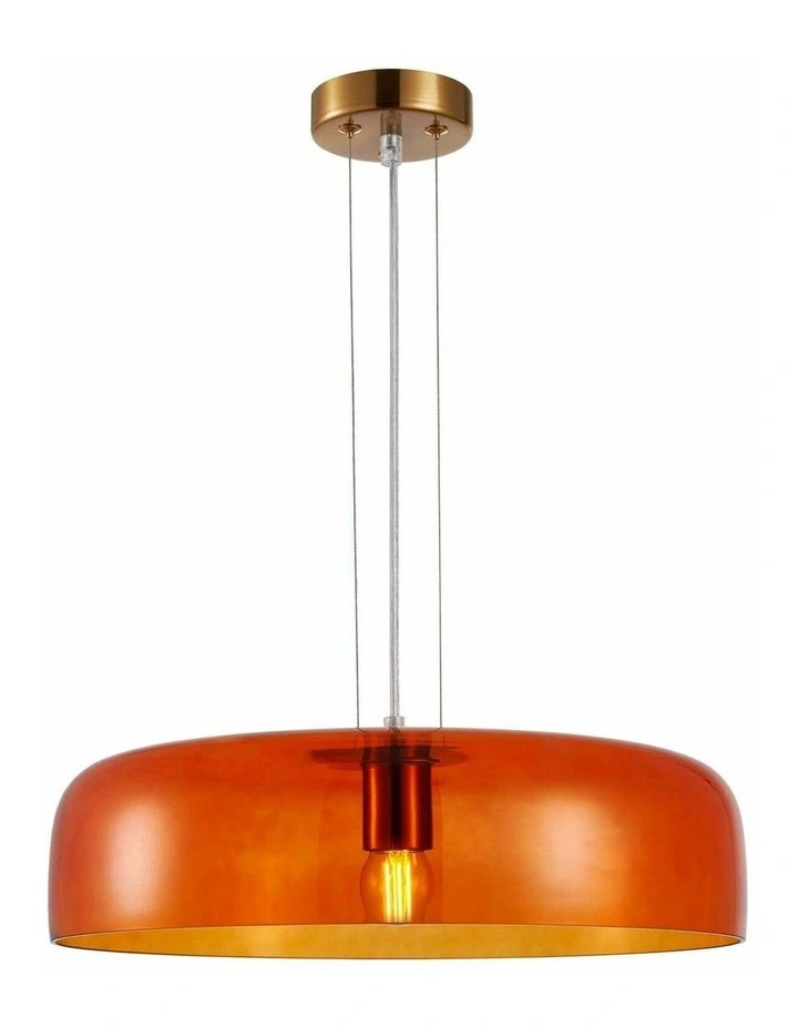 Gelatina Interior Dome Glass with Brass Highlight Pendant Lights image 1