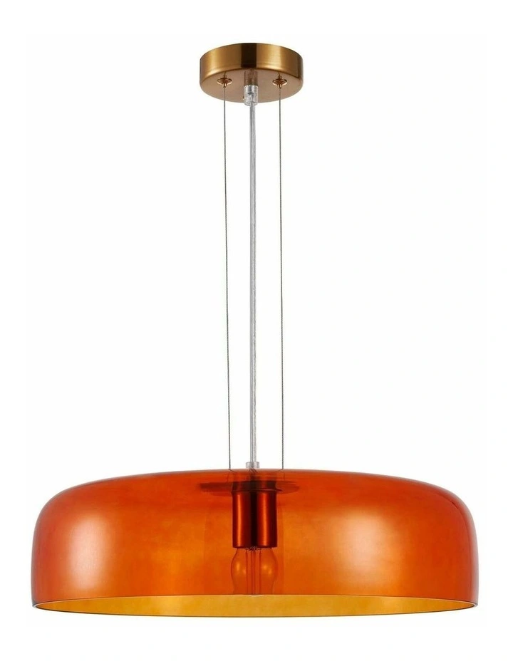 Gelatina Interior Dome Glass with Brass Highlight Pendant Lights image 2