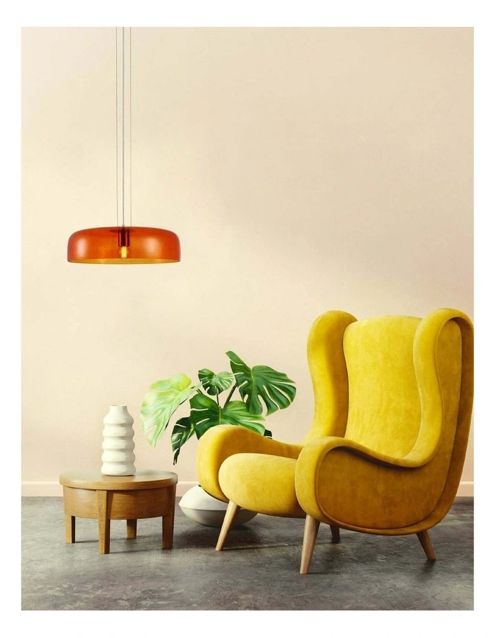Gelatina Interior Dome Glass with Brass Highlight Pendant Lights image 3