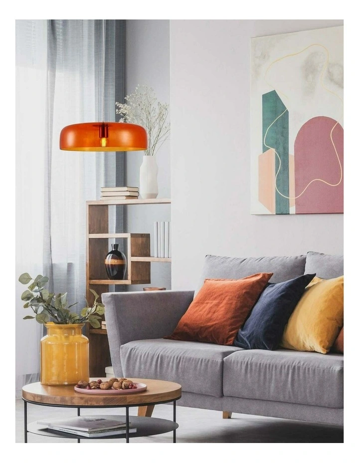 Gelatina Interior Dome Glass with Brass Highlight Pendant Lights image 4