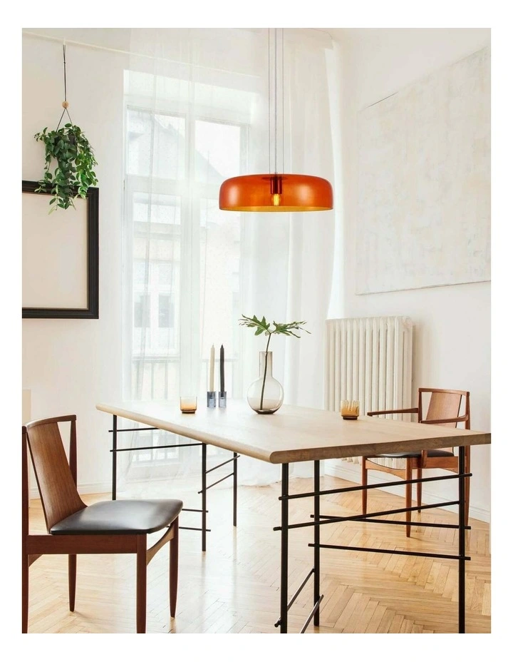 Gelatina Interior Dome Glass with Brass Highlight Pendant Lights image 5