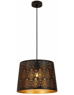 Penshade Interior Slanted with Fleur Pattern Laser Cut Pendant Lights