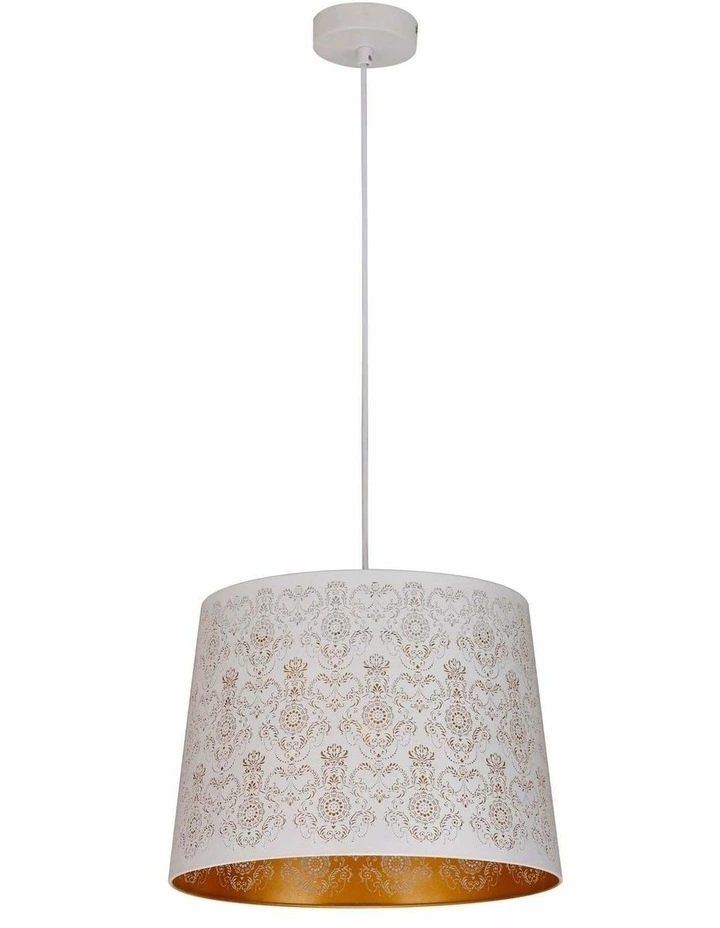 Penshade Interior Slanted with Fleur Pattern Laser Cut Pendant Lights image 1