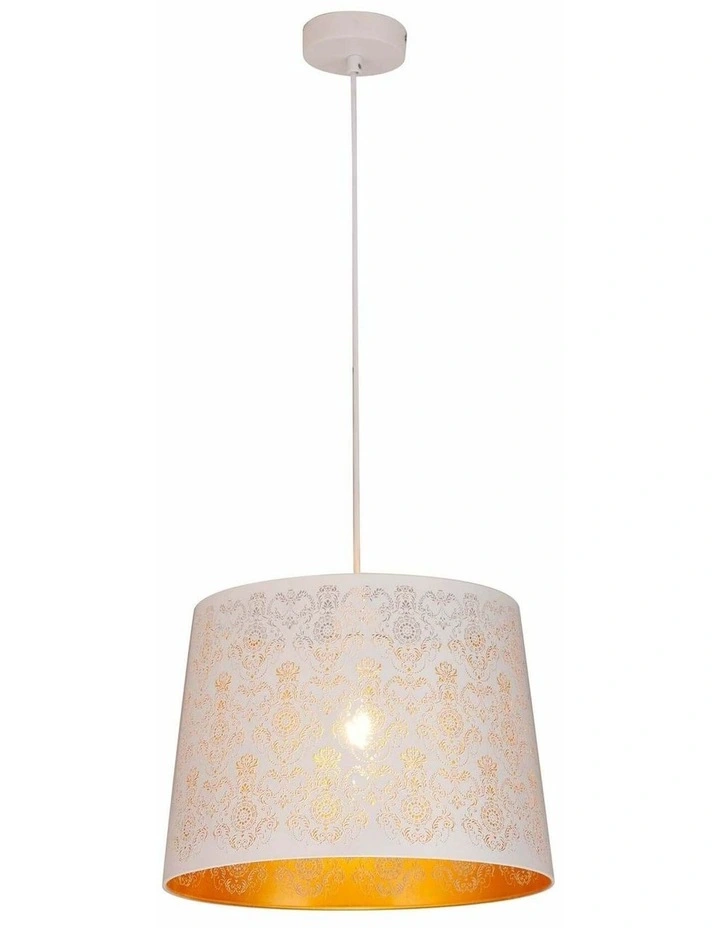 Penshade Interior Slanted with Fleur Pattern Laser Cut Pendant Lights image 2