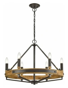 Funale Interior Candelabra Natural Wood / Oak Wood 6-Light Pendant Lights