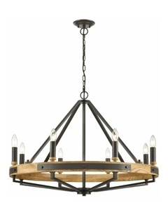 Funale Interior Candelabra Natural Wood / Oak Wood 8-Light Pendant Lights