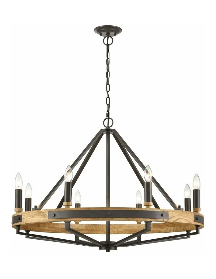 Funale Interior Candelabra Natural Wood / Oak Wood 8-Light Pendant Lights image 1