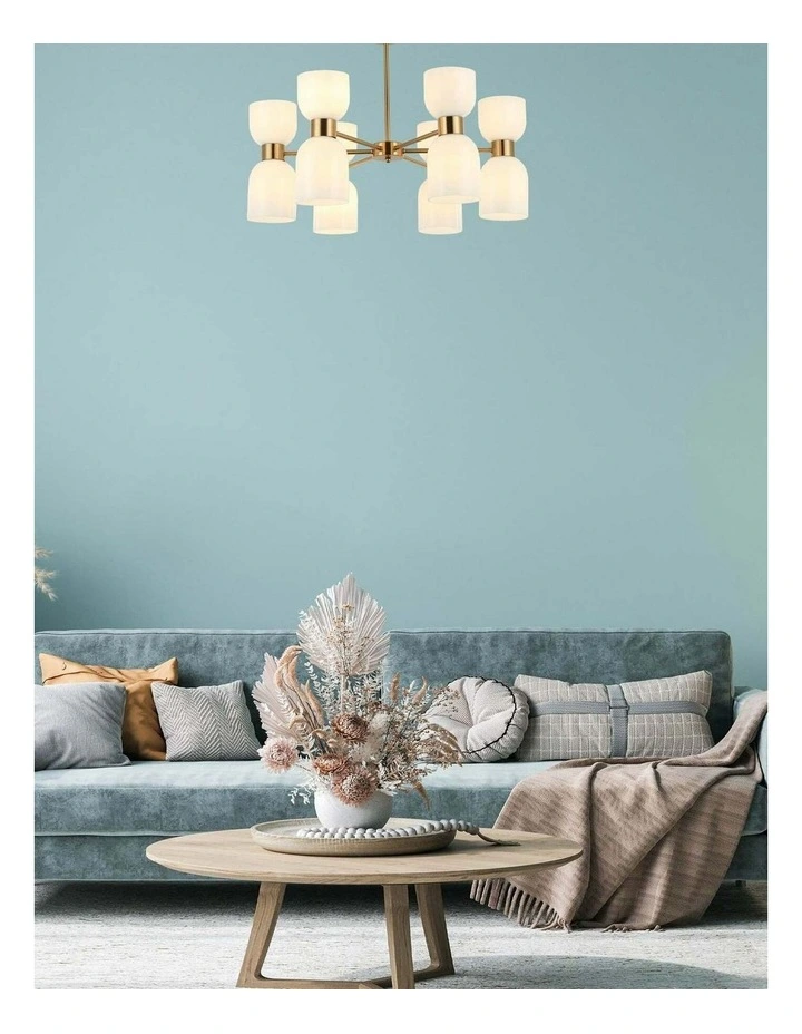 Clessidra Interior Mirror Finish Smokey Black / Opal Glass Ellipse x12 Round Base Pendant Lights image 3
