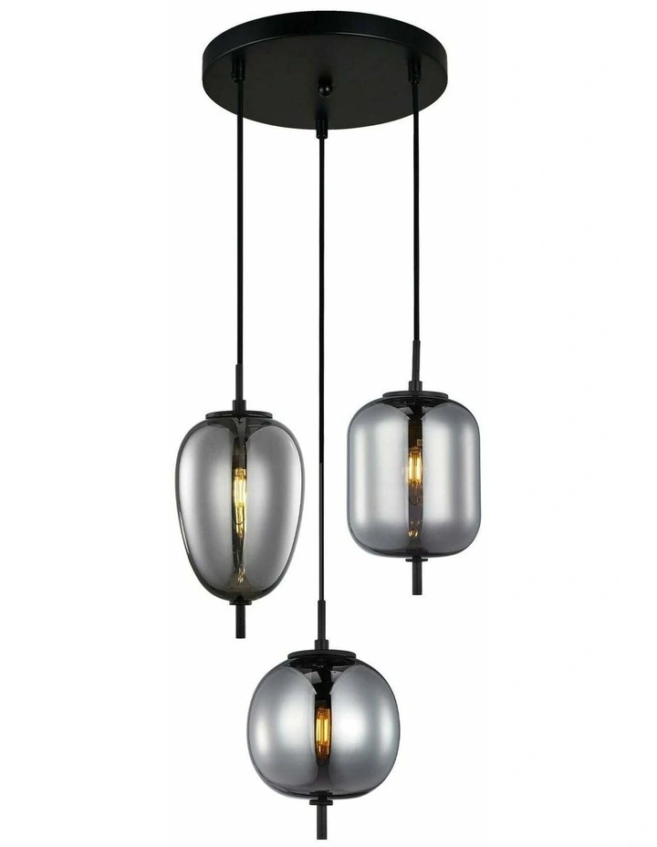 Pino Interior Opal Matte / Smokey Black Mirror Finish multiple Pendant Lights image 1