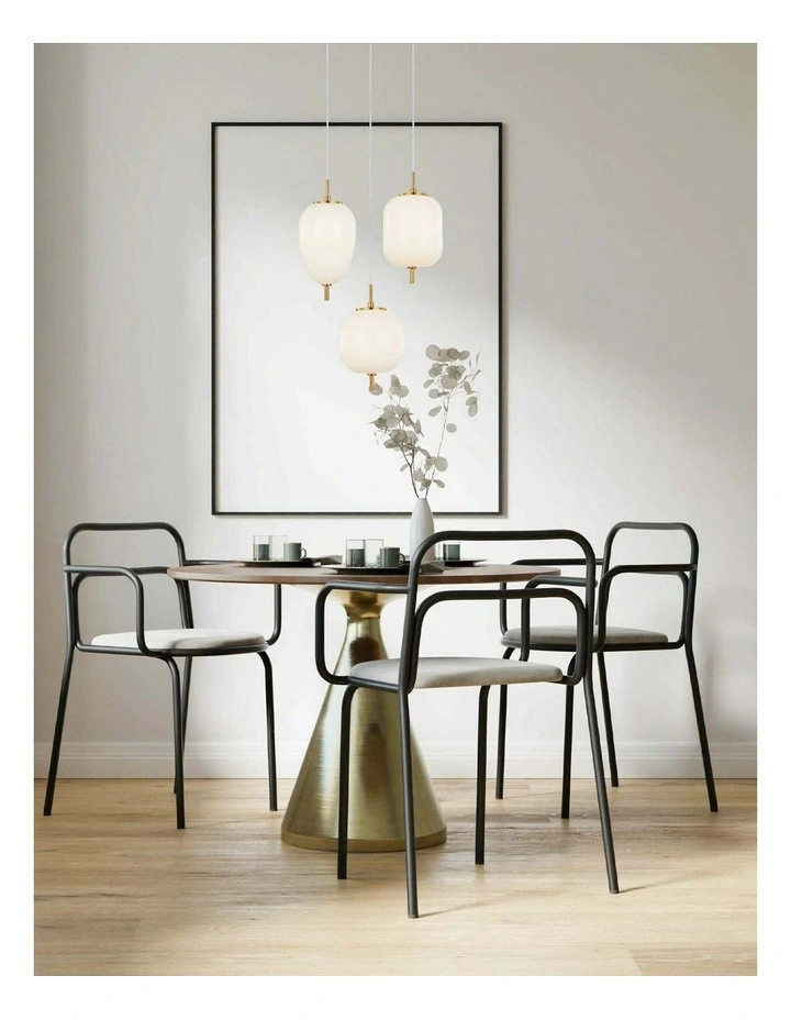 Pino Interior Opal Matte / Smokey Black Mirror Finish Glass Oval Pendant Lights image 2