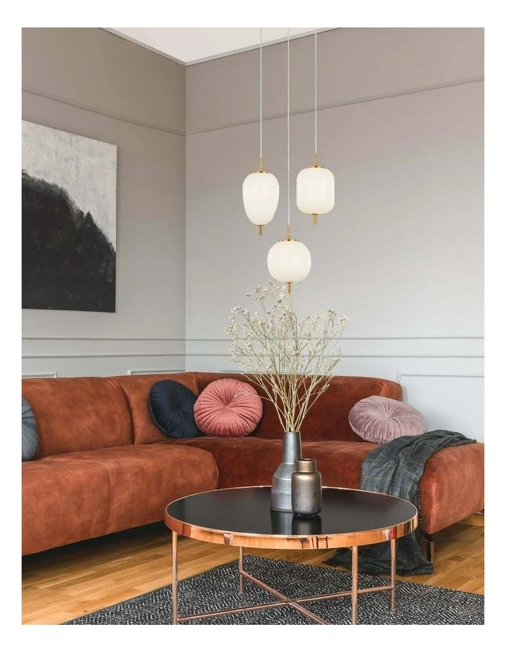Pino Interior Opal Matte / Smokey Black Mirror Finish Glass Oval Pendant Lights image 4