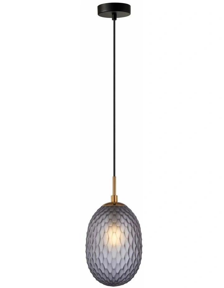 Kathal Interior Ellipse Glass Segmented with Brass Highlight Enclosed Pendant Lights image 1