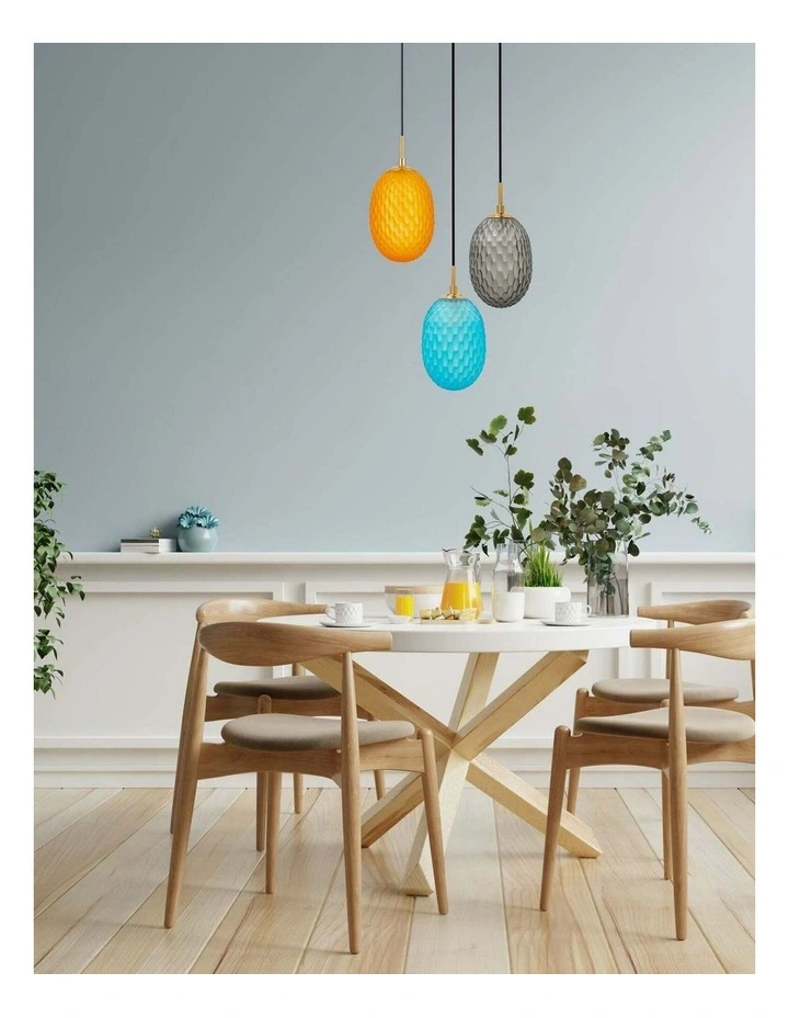 Kathal Interior Ellipse Glass Segmented with Brass Highlight Enclosed Pendant Lights image 3
