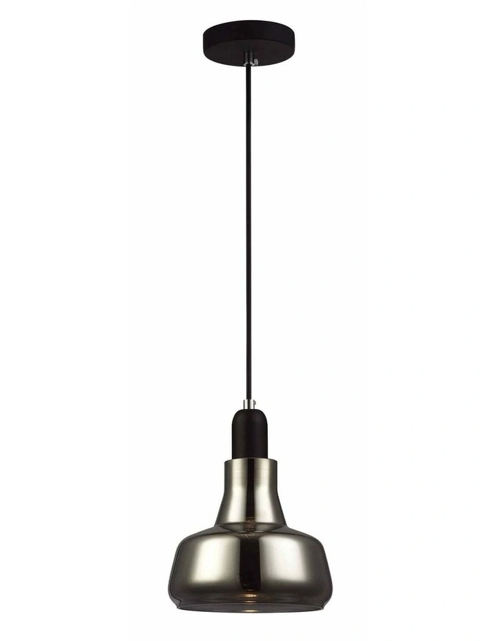 Penola GU10 Smokey Black Glass Dome Pendant Light image 1