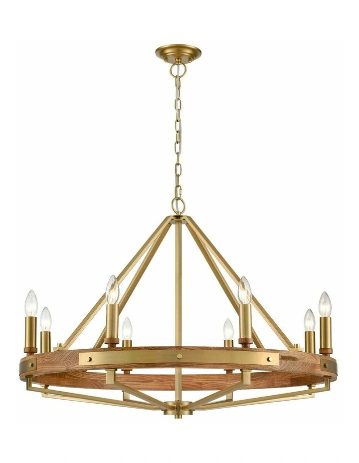 Funale Interior Candelabra Natural Wood / Oak Wood 8-Light Pendant Lights image 1
