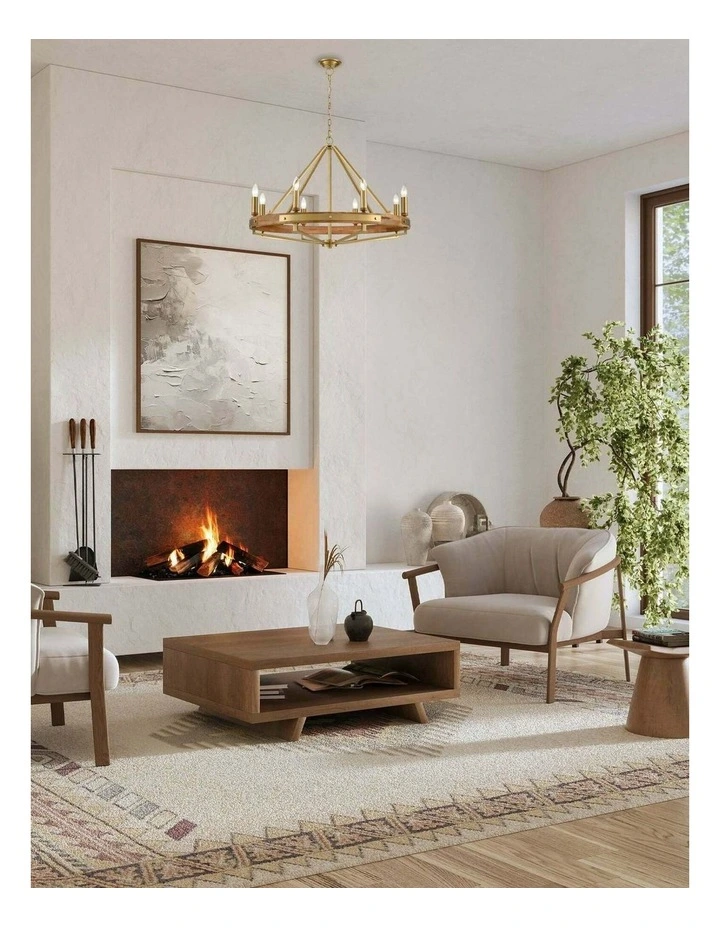 Funale Interior Candelabra Natural Wood / Oak Wood 8-Light Pendant Lights image 2