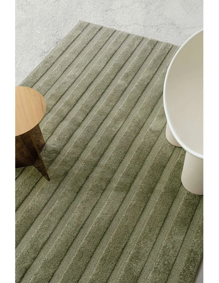 LOOPSIE  TASSILI GREEN STRIPED RUG image 7