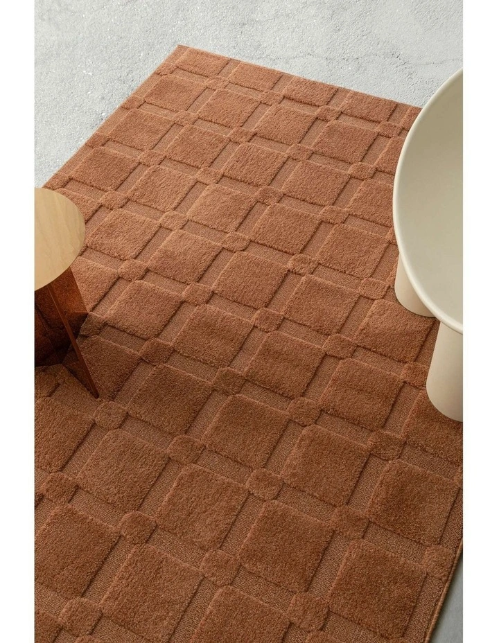 LOOPSIE VESUVIUS TERRACOTTA CHECKERBOARD RUG image 7