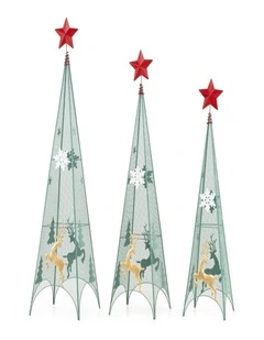 3-Piece Tower Christmas Tree Set with Removable Star Toppers