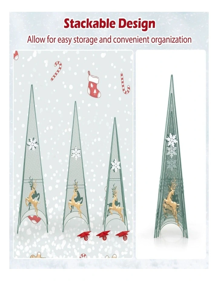3-Piece Tower Christmas Tree Set with Removable Star Toppers image 3
