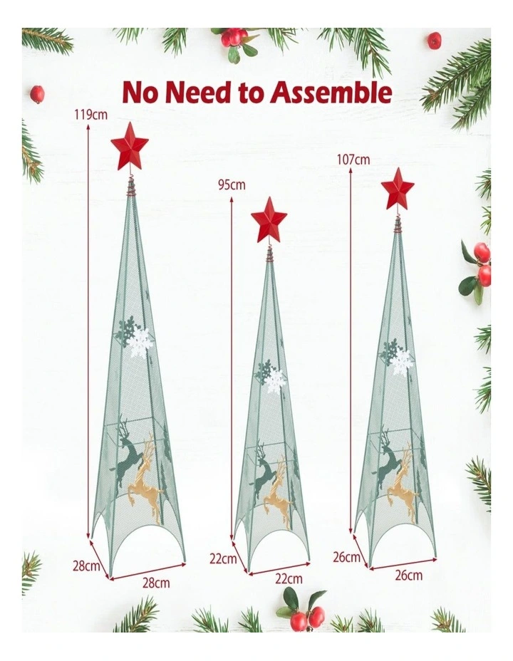 3-Piece Tower Christmas Tree Set with Removable Star Toppers image 4