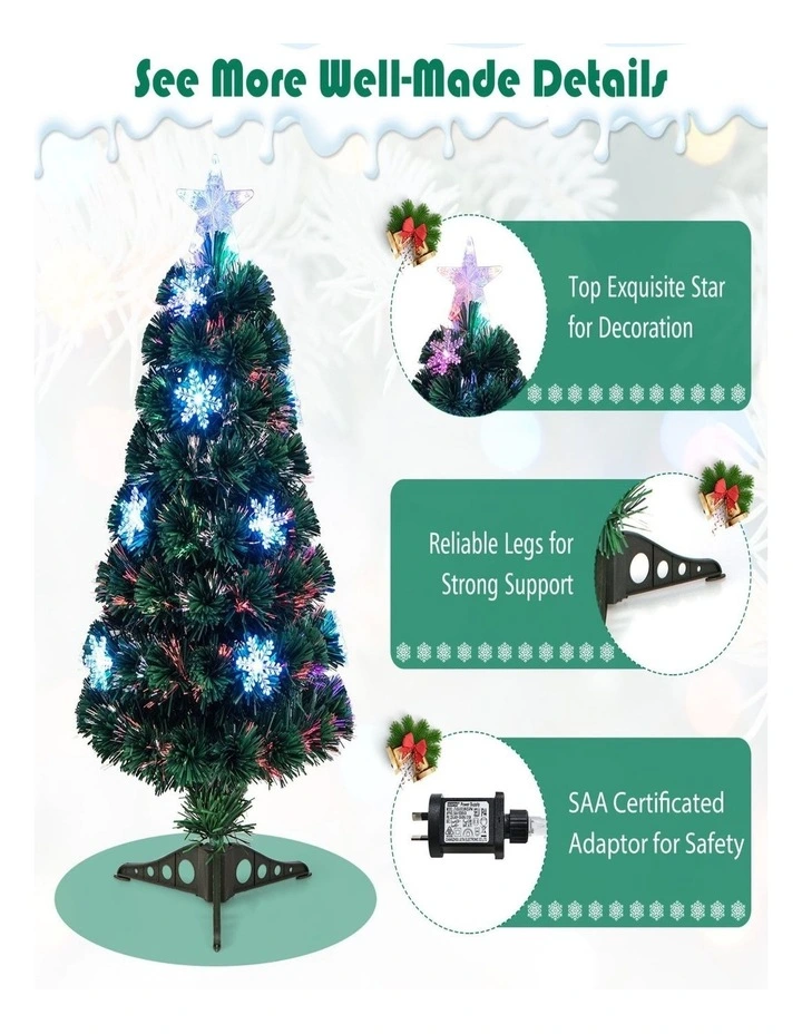 90cm Pre-Lit Fiber Optic Artificial Christmas Tree with 85 PVC Tips image 4